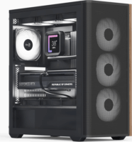 AeroCool D501A-G-BK-V2 Midi Torony Számítógépház + 4db 120mm ventilátor - Fekete