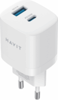 Havit UC30 EU USB-A / USB-C Hálózati Gyorstöltő Adapter 33W - Fehér