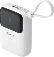 Havit PB5215 Powerbank integrált kábellel Lightning / Type-C / 10000mAh 22,5W - Fehér