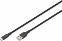 Assmann AK-600108-020-S USB-A apa - Lightning apa 2.0 Adat és töltő kábel 2m - Fekete