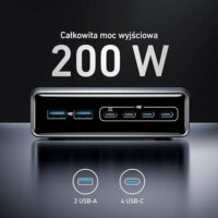 Anker Prime GaN 2x USB-A / 4x USB-C Hálózati Gyorstöltő Adapter 200W - Fekete