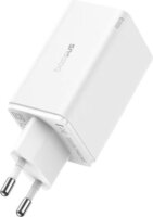 Baseus GaN6 Pro 2x USB-A / 2x USB-C Hálózati Gyorstöltő Adapter 100W + USB-C Kábel - Fehér