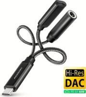 Axagon ADA-HCPD USB-C - USB-C/DAC Audio Átalakító Adapter 60W - Fekete