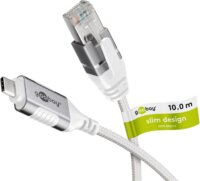 goobay USB-C 3.2 Gen2 - RJ-45 Ethernet Adapterkábel 10m - Fehér