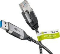 goobay USB-A 3.2 Gen1 - RJ-45 Ethernet Adapterkábel 5m - Szürke