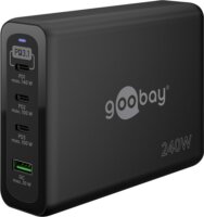 Goobay 65885 USB-A / 3xUSB-C Hálózati Gyorstöltő Adapter 240W - Fekete