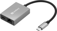 Sandberg USB-C - RJ45 Gigabit Átalakító Adapter - Szürke/Fekete