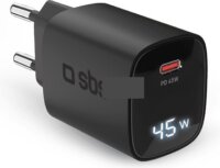 SBS USB-C LCD Hálózati Gyorstöltő Adapter 45W - Fekete