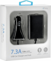 BlueStar BS376077 Szivargyújtós Autós Töltő 4xUSB-A - Fekete