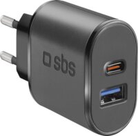 SBS Reiselader USB / USB-C Hálózati Töltő Adapter 15W - Fekete