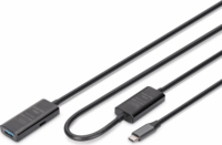 Digitus DA-73111 USB-C apa - USB-A anya 3.2 Aktív hosszabbító kábel 10m - Fekete