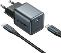 Vention GaN USB- C +1m USB-C-L Kábel Hálózati Töltő Adapter 20W - Szürke