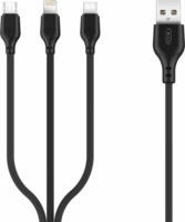 XO NB 103 3in1 USB-A apa - Lightning / USB-C / Micro USB apa Adat- és töltőkábel 1m - Fekete