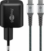 goobay 74774 USB-C Hálózati gyorstöltő textil kábellel 15-65W - Fekete