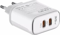 Ldnio A2528M 2 x USB-C Hálózati Gyorstöltő Adapter + USB-C Kábel 35W - Fehér