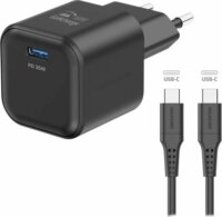 Swissten 22070230 USB-C Hálózati Gyorstöltő Dokkoló USB-C Kábellel (1,2m) 35W - Fekete