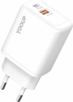 Yooup NC56-D USB-A / USB-C Hálózati Töltő Adapter 30W - Fehér