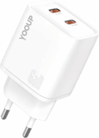 Yooup NC63-F 2x USB-C Hálózati Gyorstöltő Adapter 40W - Fehér