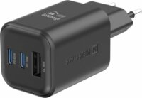 Swissten 22071410 USB-A / 2xUSB-C Hálózati Gyorstöltő Adapter 65W - Fekete