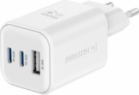 Swissten 22071400 USB-A / 2xUSB-C Hálózati Gyorstöltő Adapter 65W - Fehér