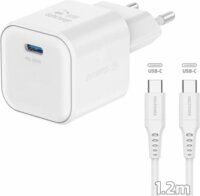 Swissten 22070220 USB-C Hálózati Gyorstöltő Adapter USB-C Kábellel (1,2m) 35W - Fehér