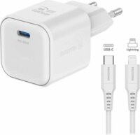 Swissten 22070220 USB-C Hálózati Gyorstöltő Adapter Lightning Kábellel (1,2m) 35W - Fehér