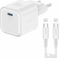 Swissten 22070120 USB-C Hálózati Töltő Adapter USB-C Kábellel (1,2m) 20W - Fehér