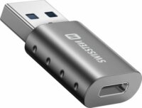 Swissten 55500200 USB-A apa - USB-C anya Átalakító Adapter - Szürke