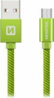 Swissten 71522207 USB-A apa - Micro USB apa Adat- és Töltőkábel 1,2m - Zöld