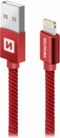 Swissten 71524306 USB-A apa - Ligthning apa Adat- és Töltőkábel 2m - Piros