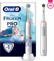 Braun Oral-B Pro 3 3000 Felnőtt + Oral-B Junior Elektromos fogkefe készlet - Fehér /Jégvarázs