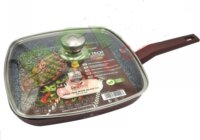 Blaumann BL-4076 Cerastone Grill Serpenyő Üveg fedéllel 28cm - Bronz