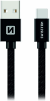 Swissten 71521101 USB-A apa - USB-C apa Adat- és töltőkábel 0.2m - Fekete