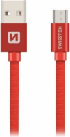 Swissten 71527301 USB-A apa - MicroUSB apa Adat- és töltőkábel 3m - Piros