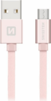 Swissten 71522205 USB-A apa - Micro-USB apa Adat- és töltőkábel 1.2m - Rózsaszín