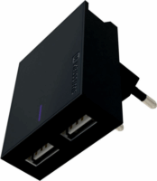 Swissten 22044000 2xUSB-A Hálózati Töltő Adapter + USB-C Kábel 1.2m 15W - Fekete