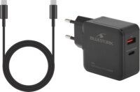 Bluestork PW-BS-65-GAN-C-A USB-A / USB-C Hálózati Gyorstöltő Adapter 65W + USB-C kábel - Fekete