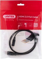 Unitek Lapos HDMI 2.0 apa - HDMI 2.0 apa Kábel 1m - Fekete