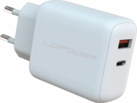 LC-Power USB-A / USB-C Hálózati Gyorstöltő Adapter 45W - Fehér