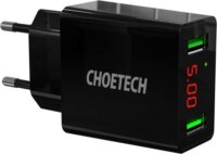 Choetech C0028 2 x USB-A Hálózati Töltő Adapter 12W - Fekete