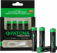 Patona PT1409 LR03 500mAh Újratölthető Li-Po Ceruzaelem AAA (4db / csomag)