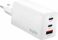 Aqiila Chargebird W3 2x USB-C / 1x USB-A Hálózati Gyorstöltő adapter 65W - Fehér