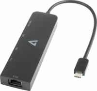 V7 Multifunkciós USB-C HUB (2xUSB-C / 2xUSB-A / RJ45) - Fekete