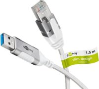 Goobay USB-A 3.0 apa - RJ45 Hálózati Kábel 1.5m - Fehér