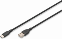 Assmann AK-300340 USB-C apa - USB-A apa 2.0 60W Adat és töltőkábel 0.5m - Fekete