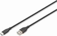 Assmann AK-300340 USB-A apa - USB-C apa 2.0 60W Adat és töltőkábel 1m - Fekete