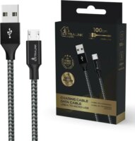 Extralink USB-A apa - microUSB apa Adat- és töltőkábel 1m - Fekete