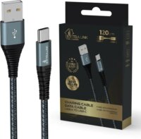 Extralink USB-A apa - USB-C apa Adat- és töltőkábel 1.2m - Fekete