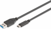 Digitus USB-A apa - USB-C apa Adat- és töltőkábel 1m - Fekete