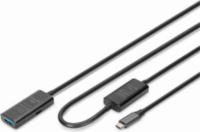 Assmann DA-73111 USB-C apa - USB-A anya 3.2 Átalakító kábel 10m - Fekete